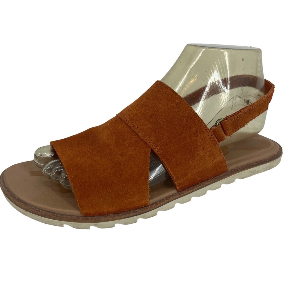 Sorel Ella II Sandal Womens 7 Burnt Orange Excellent Suede Slingback Flat NL4665 - Picture 2 of 7